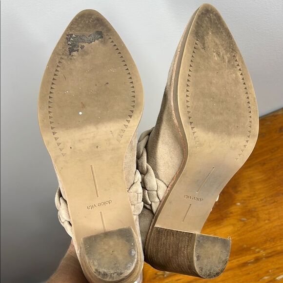 Dolce Vita Tan Braided Mules Classic Suede Design - Picture 7 of 10